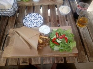 Vegan Gyros with coconut Tzatziki at Inga's Veggie Heaven in Nicosia