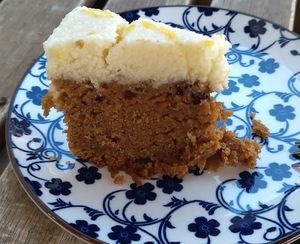 The carrot 🥕 cake 🍰 with creamy frosting and amazing texture. at Inga's Veggie Heaven in Nicosia