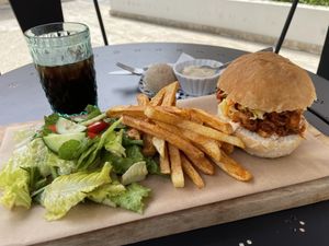Jackfruit burger  at Inga's Veggie Heaven in Nicosia