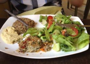 Veggie burger at Inga's Veggie Heaven in Nicosia