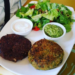 burger vegan at Inga's Veggie Heaven in Nicosia