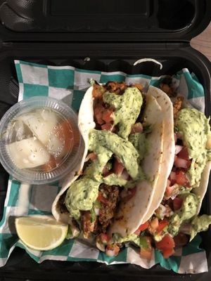 Street Taco Box with Vegan Chesapeake Shrimp   at Hue Cafe & Apothecary in Owings Mills