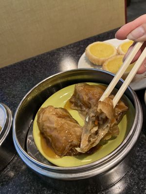 Inside tofu skin rolls at Chef Kenny's Vegan Dim Sum in Las Vegas
