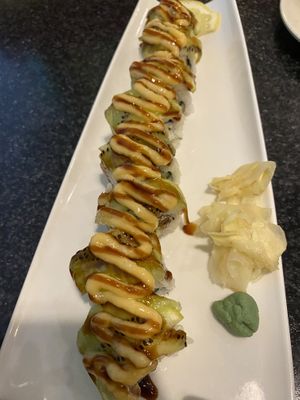 Dragon vegan sushi with kiwi  at Chef Kenny's Vegan Dim Sum in Las Vegas