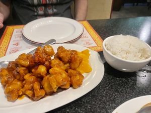 Orange chicken - the best and comes with rice!  at Chef Kenny's Vegan Dim Sum in Las Vegas