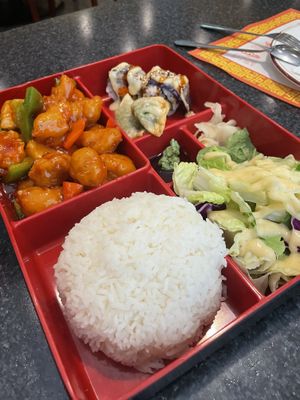 Bento Box w/ white rice   at Chef Kenny's Vegan Dim Sum in Las Vegas