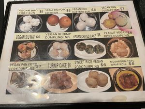 Dim sum menu -one side only  at Chef Kenny's Vegan Dim Sum in Las Vegas