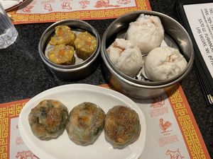 Sui mai, bbq pork buns, chive cakes  at Chef Kenny's Vegan Dim Sum in Las Vegas