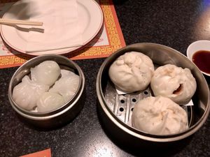 Shrimp dumplings & bbq pork buns  at Chef Kenny's Vegan Dim Sum in Las Vegas