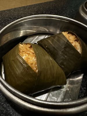 Sweet rice in banana leaf (with yummy mushrooms)  at Chef Kenny's Vegan Dim Sum in Las Vegas