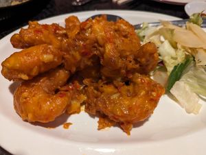 Cajun shrimp, pretty spicy and a nice crunchy coating. at Chef Kenny's Vegan Dim Sum in Las Vegas