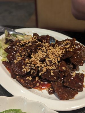 Crispy spicy beef at Chef Kenny's Vegan Dim Sum in Las Vegas