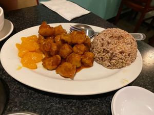 Orange Chicken Lunch Plate at Chef Kenny's Vegan Dim Sum in Las Vegas