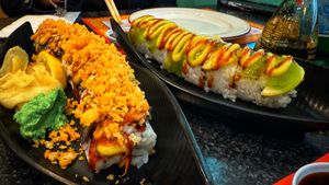 Crunch roll and dragon 🐉 rolll  at Chef Kenny's Vegan Dim Sum in Las Vegas