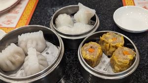 Shrimp dumplings, shumai, pork dumpling at Chef Kenny's Vegan Dim Sum in Las Vegas