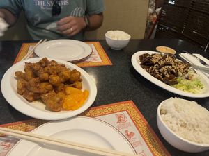 Orange chicken and crispy beef  at Chef Kenny's Vegan Dim Sum in Las Vegas