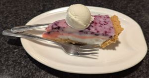 Blueberry cheesecake and ice cream at Chef Kenny's Vegan Dim Sum in Las Vegas