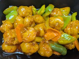 Orange chicken at Chef Kenny's Vegan Dim Sum in Las Vegas