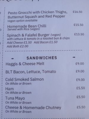 Menue at Applecross Inn in Applecross