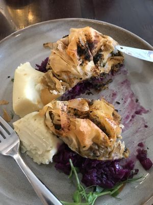 Vegetable Wellington (so good that we had to try before taking the picture ;-))  at Kingshouse Restaurant in Ballachulish