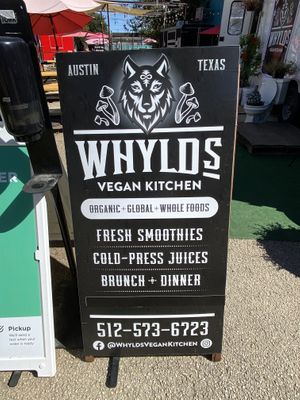 Sign  at Whyld's Vegan Kitchen in Austin
