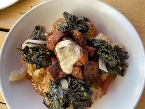 Biscuits and gravy at Whyld's Vegan Kitchen in Austin