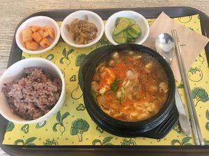 Soft tofu stew, amazing!! at Loving Hut Gangnam-gu - 러빙헛 in Seoul