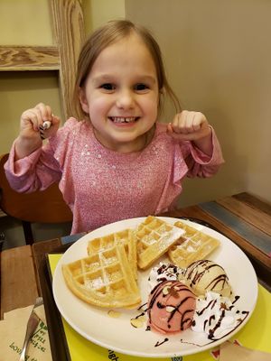 Waffles and ice cream! The strawberry was amazing! at Loving Hut Gangnam-gu - 러빙헛 in Seoul
