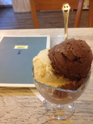 Chocolate & vanilla homemade ice cream! at Loving Hut Gangnam-gu - 러빙헛 in Seoul