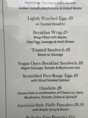 Breakfast option at The Bulkeley Hotel in Beaumaris