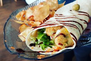 Vegan croquettes wrap at Sabor'art Café in Nazare