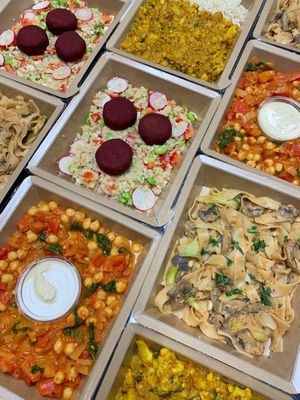Vegan meals selection at Nourish Bud in Newcastle Upon Tyne