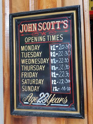 Opening hours at John Scott's in Lund