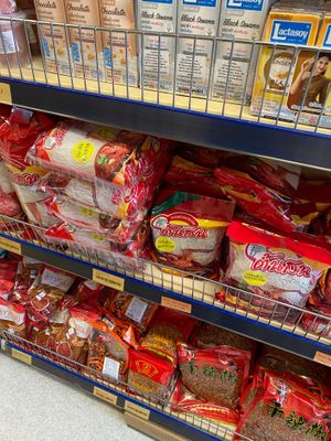 Different rice and noodles  at Thai Market in Rochester