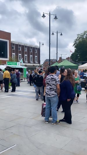 The queue was crazy at No Frickin Chicken in Worcester