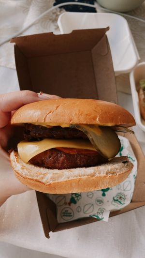 The burger (The New Yorker) was incredible! yum yum #Veganuary at No Frickin Chicken in Worcester