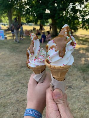 Ice creams with sauce & sprinkles   at No Frickin Chicken in Worcester