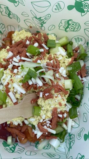 Breakfast- loaded hash browns   at No Frickin Chicken in Worcester