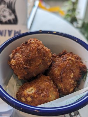 Facon croquettes at No Frickin Chicken in Worcester