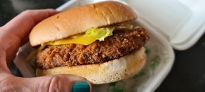 Chick'n burger at No Frickin Chicken in Worcester