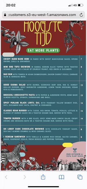 An example of the menu right now. The menu changes all the time, that’s why they use QR codes at the restaurant.  at Hoogste Tijd in Eindhoven