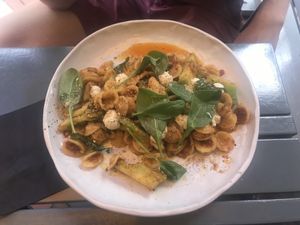 Pasta with homemade vegan ricotta at Hoogste Tijd in Eindhoven