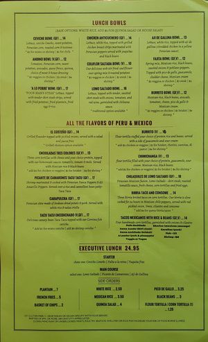 Menu 1 at Quinoa in Doylestown