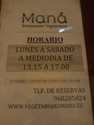 horario actualizado at Mana in Murcia