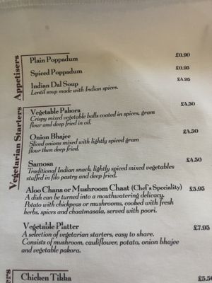 Menu starters  at Saffron in Innerleithen