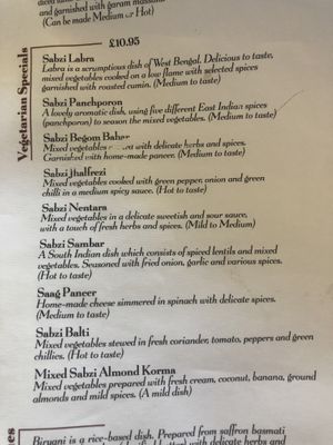 Menu specials  at Saffron in Innerleithen