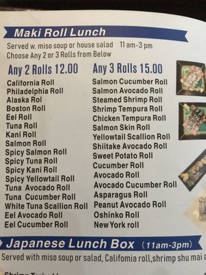 sushi lunch menu  at Golden Garden in Lexington