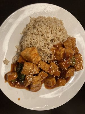 Sesame tofu lunch with brown ricee  at Golden Garden in Lexington