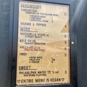 Menu at Buddy's Steaks in Portland