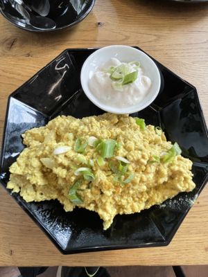 Vegan scrambled eggs  at INTRO in Karlsruhe